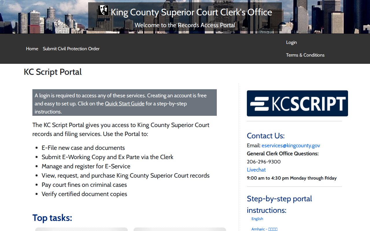 Kent people search through the King County KC Script court portal
