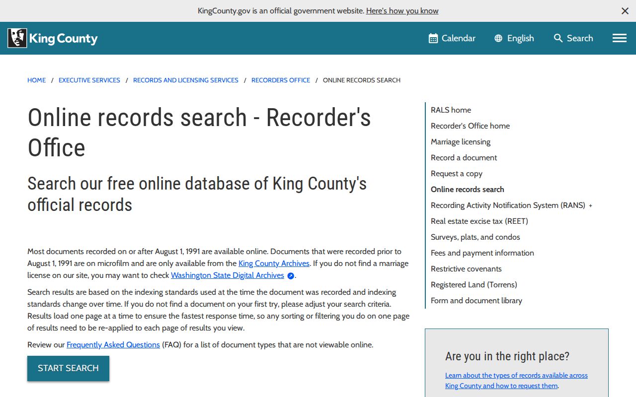 Kent public records King County Recorder search guide