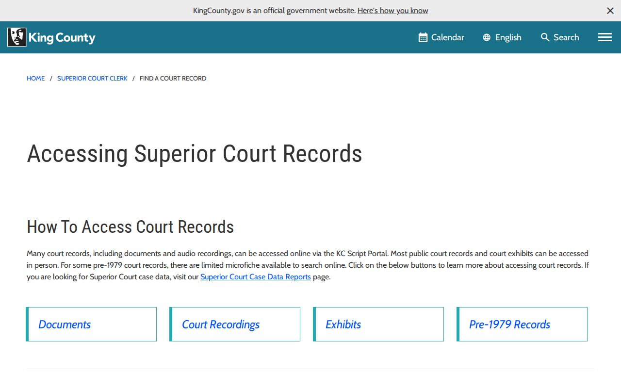 Kent public records Superior Court access channels